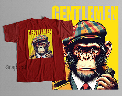 Gentlemen Monkey T-Shirt Design clothing design gentlemen simple design