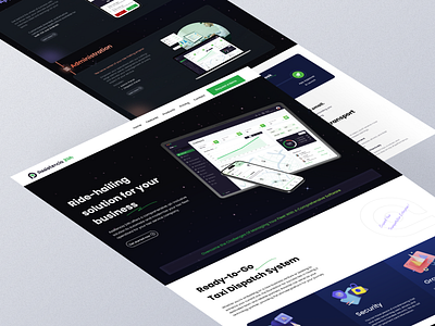 Taxi fleet management landing page ui web design