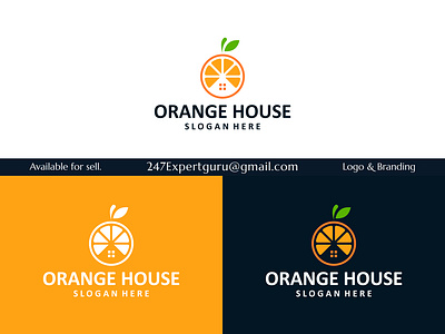 Orange fruit logo template design with house logo vector design 3d animation branding graphic design logo motion graphics vector logo design