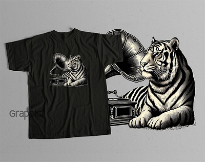 Ttiger and Gramophone T-Shirt clothing design