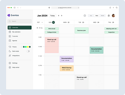 Calendar App Dashboard app calendar dashboard design ios productivity ui userinterface web app