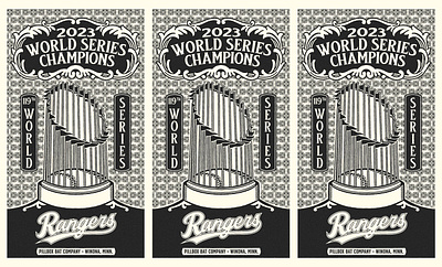 MLB - 2023 WORLD CHAMPIONS (BAT DESIGNS) artwork baseball bat graphic design handrawn illustration vintage