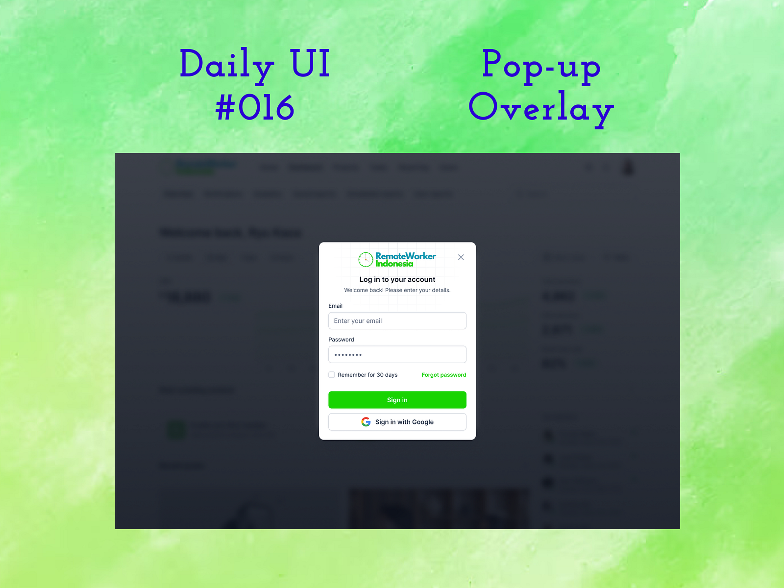 Daily UI #016 / Pop-up Overlay by Hasyim Faisal on Dribbble