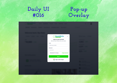 Daily UI #016 / Pop-up Overlay 016 daily ui day 16 landing page login overlay pop up pop up overlay sign in ui ux website