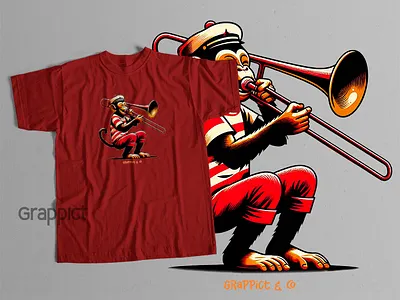 Monkey Trombone T-Shirt clothing design monkey trombone