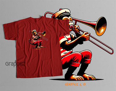 Monkey Trombone T-Shirt clothing design monkey trombone