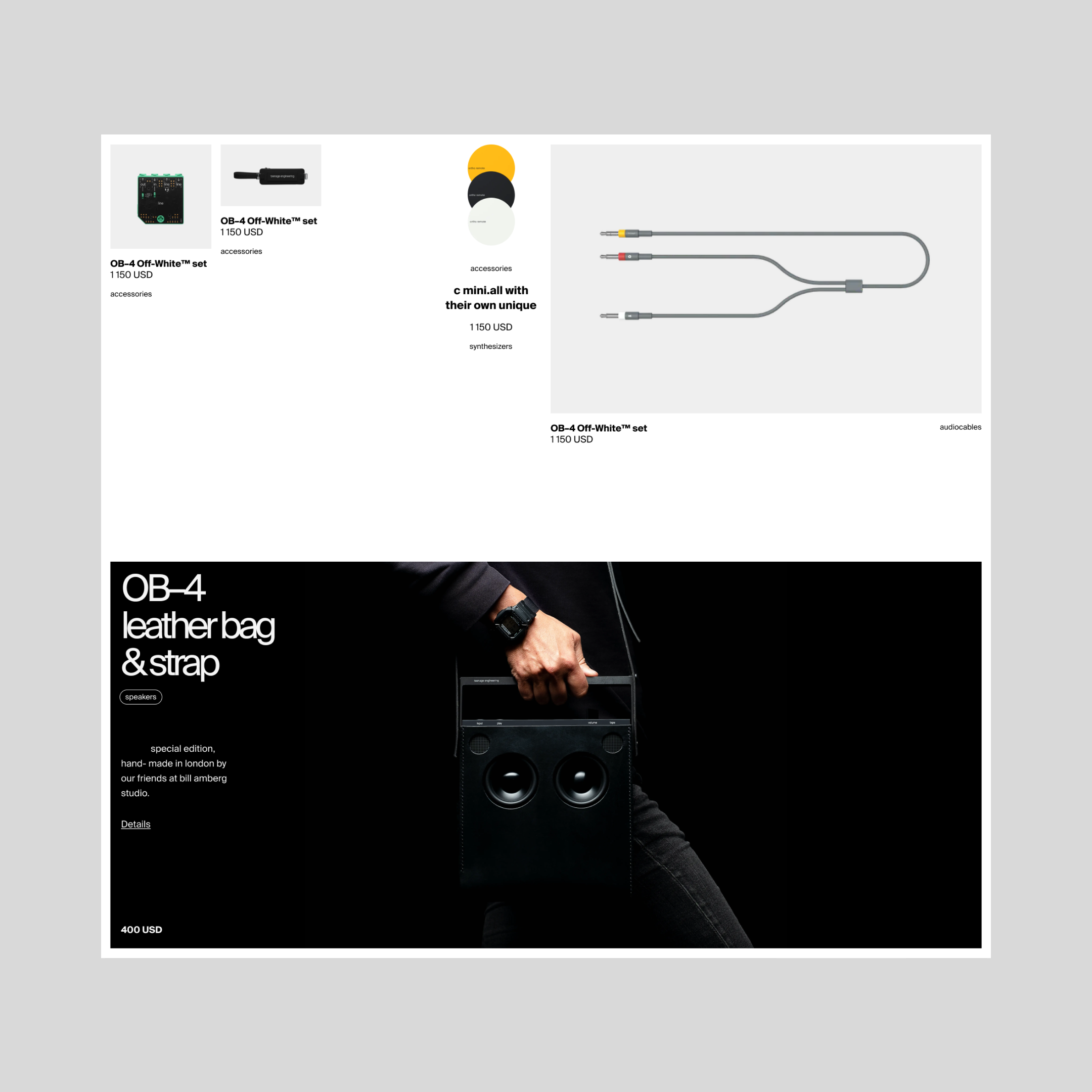 Teenage Engineering dynamic grid & cards experiments electronics grid ui uxui webdesign
