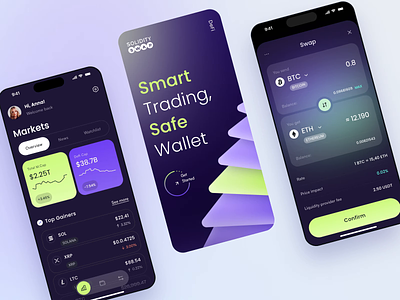 Solidity - Crypto Exchange Mobile App android app app design application application design arounda blockchain crypto design ios ios app design mobile mobile app mobile app design mobile design mobile ui nft ui uiux ux