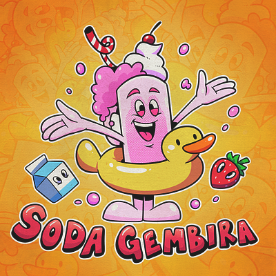 Soda Milk Cartoon Logo artwork branding cartoon character cute design drink fresh funny graphic design illustration logo mascot retro soda