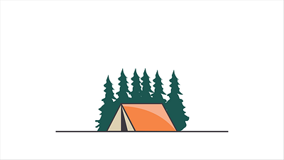 footage camp animation 2d hd video minimalist forest isolated