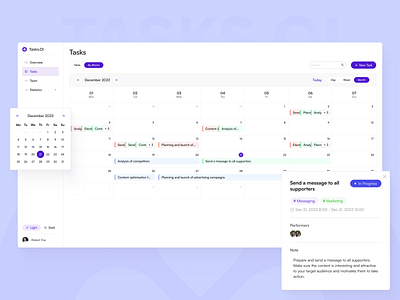 Team Tasks Calendar calendar dashboard interaction platform design saas task tasks timeline ui ui kit user interface ux web application