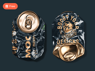 FREE | Crushed Can Mockup beer can bottle branding can can design crushed can free free download free mockup freebie mockup mockups packaging