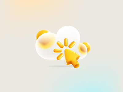 Cloud icon with realistic 3D cursor branding cloud design eco glass glassmorphism graphic design icon loading logo mark sun ui