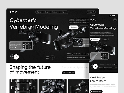 Cybernetic Vertebrae Modeling - Hero Landing Page cyber dark hero landing page landing page hero medical modern responsive vertebrae