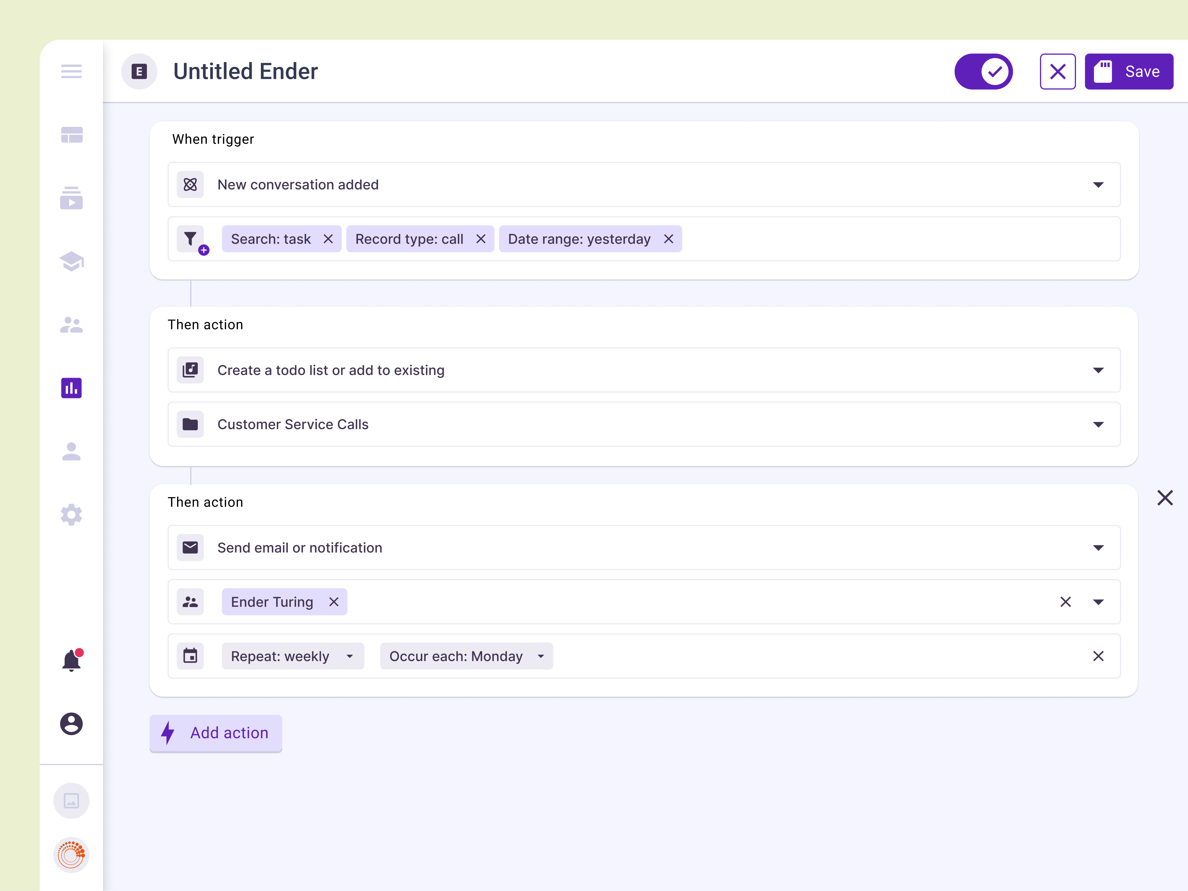 Logic operations automation | Ender Turing CRM ai artificial intelligence automation automations editor ender turing enders no code