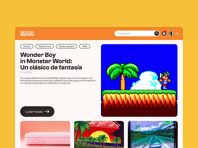 Flipper Home Page Concept blog desk desktop game home home page interface mag magazine motion orange page ui ux video videogame web web magazine website white