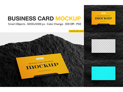Business Card with Rock Mockup Set blank branding business business card card company corporate dark identity logo mockup mockups office paper rock stationery stone
