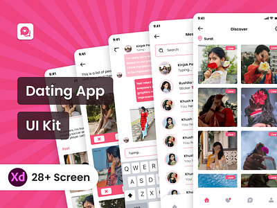 HeartLink - Dating App UI Kit android androidui app appdesign appui appuidesign dating dating app figmadesign ios ui uidesign uidesigners uikit ux xd xddesign