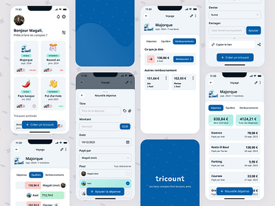 Tricount redesign app bank branding design interface money product redesign tricount ui ux
