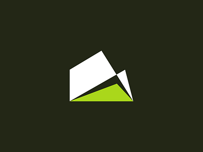M Symbol documents green home icon logo design logotype monogram mountain origami paper spring symbol