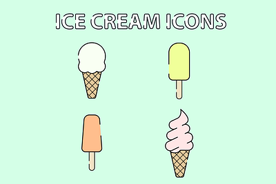 Cute Ice Cream Icons icon vector