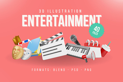 Entertainment 3D Icon Pack 3d 3d icon 3d illustration carnaval entertainment icon illustration movie music