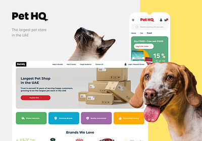 Pet HQ branding design ecommerce elogic illustration pets store typography ui