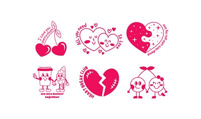 Set of illustrations for Valentine's Day art branding design digital art graphic design heart holiday icon illustration logo ui vector