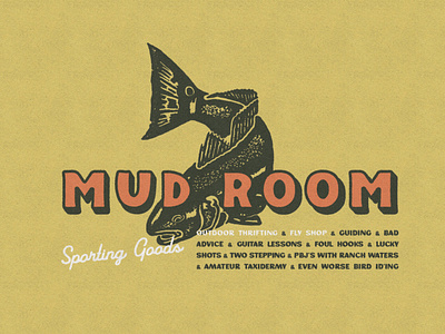 Mudroom Redfish Graphic branding design fish hunt illustration outdoors typography