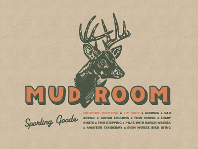 Mud Room Deer branding design fish graphic design hunt illustration outdoors typography