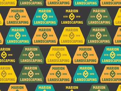 Marion Landscaping Badges badge branding color landscaping leaf logo minimal pattern retro