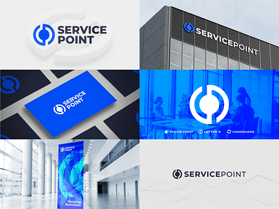 Service Point concept blue business circle consulting dot focus hands handshake hr human resources letter s office point s s logo service service point sp tech technology