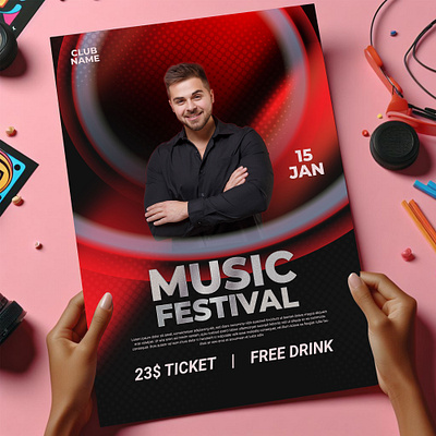 DJ Night party flyer design and social media banner's eps free music fedtival purple gradient svg