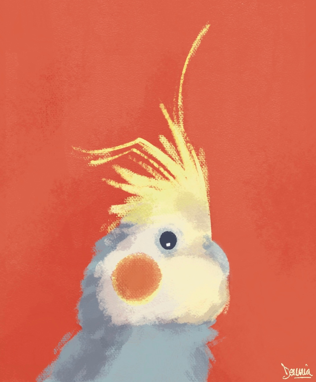 Bird illustration painting textured brushes