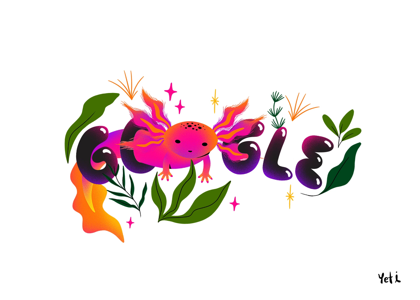 Google Doodle for Axolotl Day by Yeti Iglesias on Dribbble