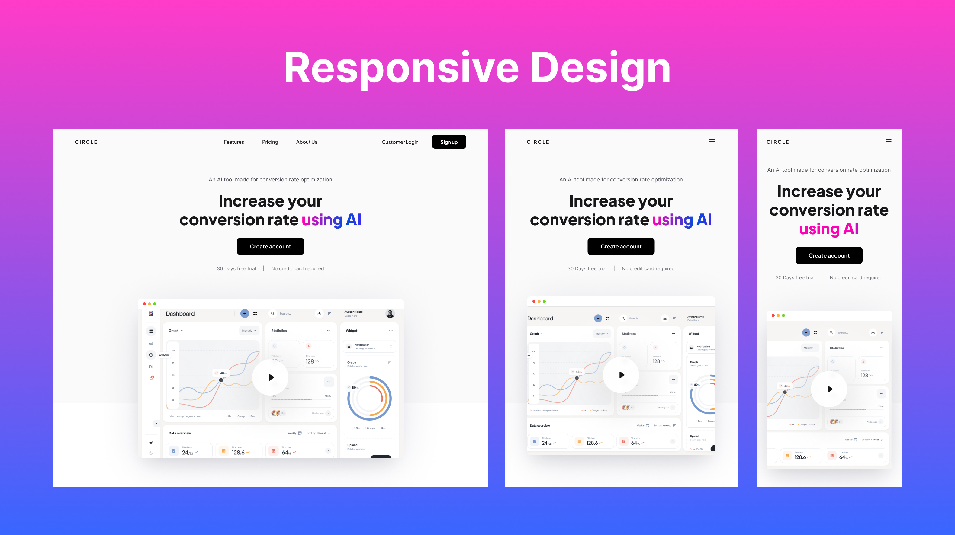 Responsive Landing Page Design in Figma illustration landing page mobile responsive tablet ui ux web web app