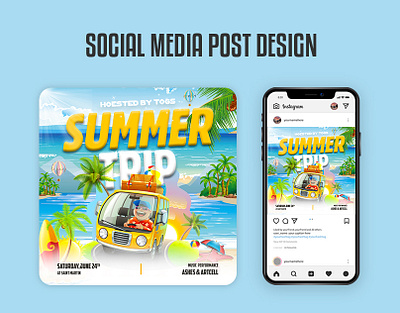 Summer Trip Social Media Post adobe portfolio design designer graphic design graphic designer mahakashbd poster poster design social media design social media post social media post design