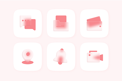 Glassy Icons address blur camera chat color design folder glassy glossy graphic design icon icons kit icon message notification notifications pink set icon texture