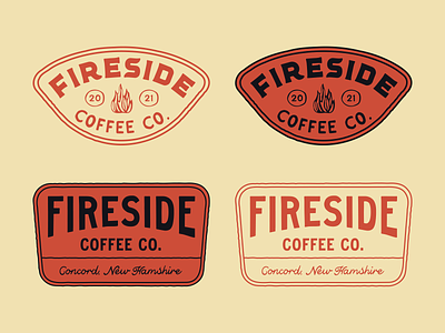 Fireside Coffee Co Badges badge branding business camping coffee eco friendly fire local logo outdoors small sustainable