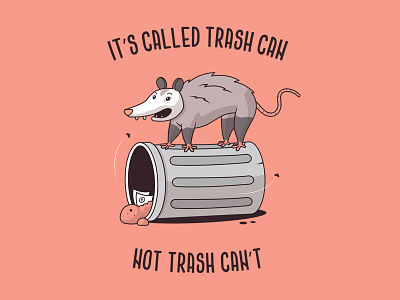 Funny Opossum Design animal cartoon funny illustration junk opossum poster trash tshirt vector