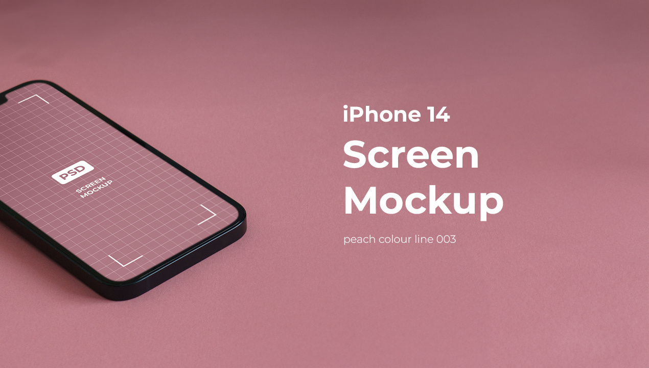 iPhone 14 peach colour line mockups apple device download equipment free graphic iphone isometric mock mockup peach peach colour phone photography photoshop psd screen screen mockup studio ui