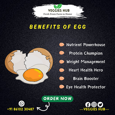 Benefits of Egg | Instagram Post | Vegetable Store advertisement branding marketing poster