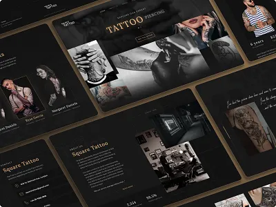 Tattoo & Piercing Studio Website branding dark theme desktop design gold graphic design landing landing page luxury modern piercing premium studio tattoo tattoo agency tattoo artist ui uidesign ux web design website