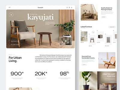 Kayujati - Furniture Landing Page chair clean design ecommerce furniture furniture landingpage furniture web furniture website landing page online shop shop shop web shopify store ui web design website