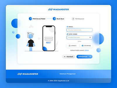 🛒 Niagahoster Checkout Page - Redesign blue checkout glass effect glassmorphism hosting login modern payment redesign register server sky soft gradient ui ui design ux ux design web web design website