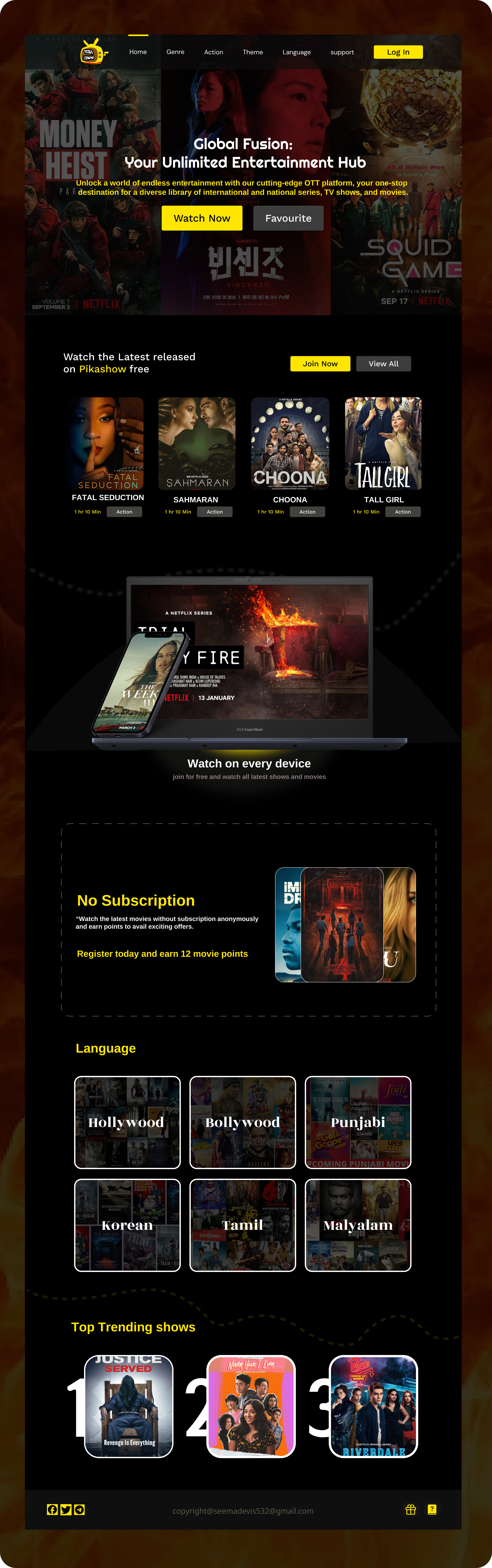 OTT Platform LANDING PAGE DESIGN 🔥 🔥 🔥 🔥 🔥 3d animation branding design graphic design illustration logo ui ux vector