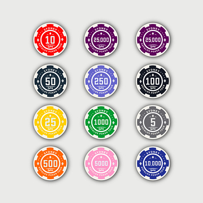 Poker Chip Stickers Design 3d branding casino chip stickers graphic design illustruction poker chip stickers design
