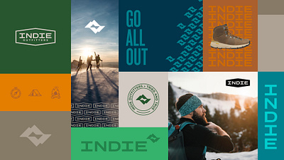 Indie Outfitters branding climbing design graphic design hiking identity logo outdoor ski sports typography visual identity wordmark