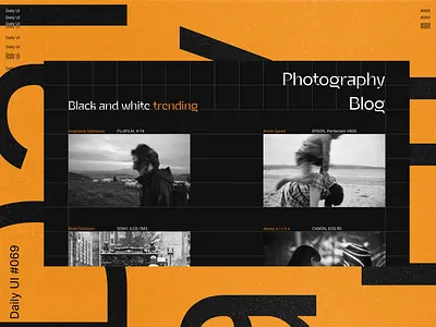 Daily UI 069 - Trending 69 black blog branding challenge competition daily dailyui design media orange photography post posts social trending ui ux website white