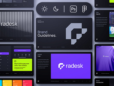 Brand Guidelines Template - Radesk brand brand strategy branding book branding guidelines branding guidelines book branding mockup branding radesk branding template customizable figma figma brand guide icon ios icon macos identity mock up mockup photoshop presentation radesk branding ui